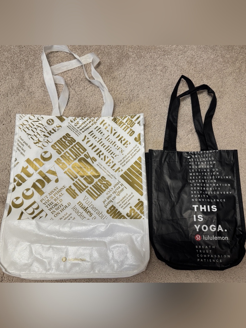 lululemon bundle of Black and White Totes